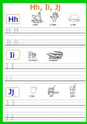 Hh, Ii, Jj, Kk, Ll, Mm writing. PART 3 (5 pages)