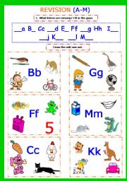 English Worksheet: Writing. Revision Aa-Mm. Reading first words. Part 5.