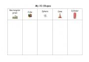 English Worksheet: 3D Shapes- two pages