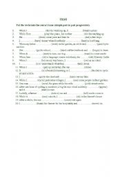 English Worksheet: Past simple and past simple continious TEST pre-intermediate - intermediate