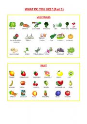 English Worksheet: Food pictionary (5/6) : vegetables and fruit