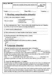 English Worksheet: 9 th year end term test n 2