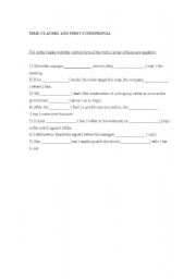 English worksheet: Time clauses and first conditional sentences