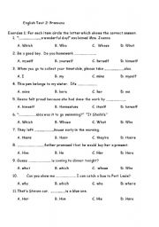 English Worksheet: Multiple choice- Personal Pronouns