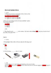 English worksheet: word stress