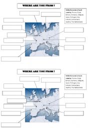 English Worksheet: Where are you from?