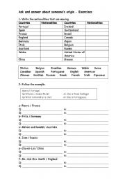 English Worksheet: Countries and Nationalities