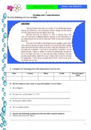 English Worksheet: Worksheet / Test