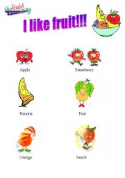 English Worksheet: learning fruits