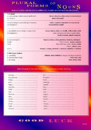 English Worksheet: Plural Forms Of Nouns