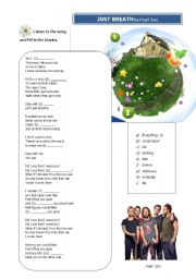 English Worksheet: Listening activity - Just Breath by Pearl Jam