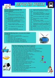 English Worksheet: REPORTED SPEECH 2