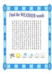 English Worksheet: Weather wordsearch