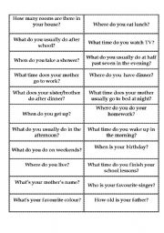 English Worksheet: Speaking cards