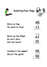 English Worksheet: 2 Digit Subtraction Rap