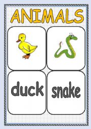 English Worksheet: ANIMALS FLASHCARD or POSTER ( Part : 7 ) | TWO PAGES |