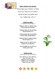 English Worksheet: Mothers day