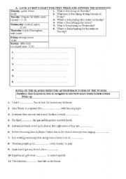 English Worksheet: Quiz for intermediate students-vocabulary and time exercises