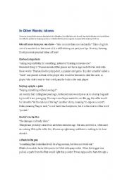 English Worksheet: List of Idioms - figures of speech