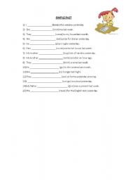 English worksheet: Simple past tenses