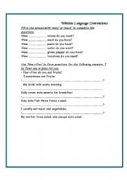 English Worksheet: how many , how much and how often