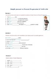 English worksheet: Simple Present vs Present Progressive