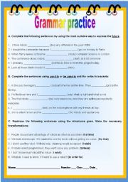 English Worksheet: Grammar practice