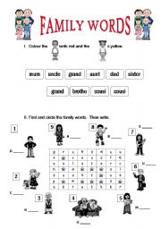 English Worksheet: Family Vocabulary