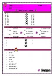 English worksheet: test paper 