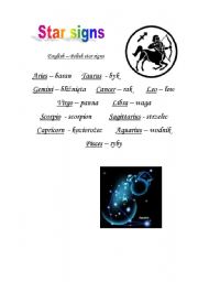 English worksheet: Star signs