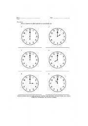 English worksheet: clocks