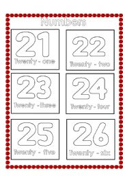 English worksheet: Numbers from 21-29