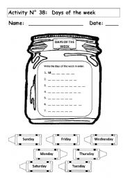 English Worksheet: DAYS OF THE WEEK