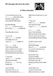 English Worksheet: second conditional song+activities