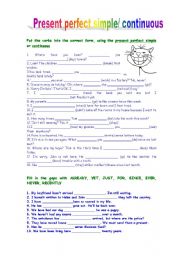 English Worksheet: Present perfect simple/ Present perfect continuous