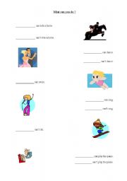 English Worksheet: What can you do?