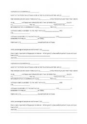 English worksheet: Vietnam Questionairre for lesson on Earthquakes