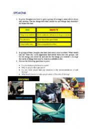 English Worksheet: speaking worksheet: road safety