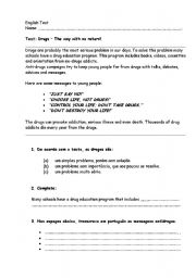 English Worksheet: Drugs, the way with no return