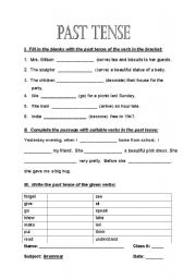 English Worksheet: Past Tense