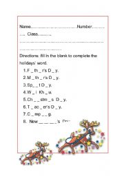 English worksheet: Thai School Holidays