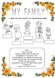 English Worksheet: My family