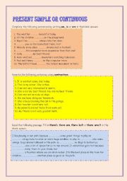 English Worksheet: Present simple and continuous