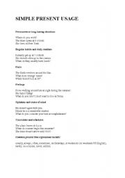 English Worksheet: Simple present ussage