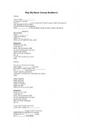English worksheet: Working with songs: Play my Music (Jonas Brothers)