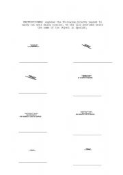 English Worksheet: daily routine objects