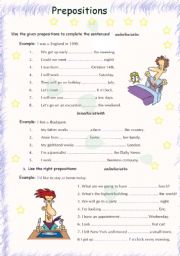 English Worksheet: Prepositions. Funny, colorful and useful.