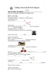 English worksheet: Kiss me through the phone - Song