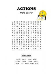 English Worksheet: Actions - Word Search
