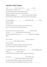 English Worksheet: The Best by Tina Turner